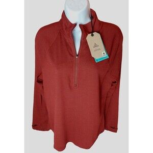 Prana Wensley 1/2 Zip Henley Shirt Rust Rubarb Base Layer Merino Wool Blend L